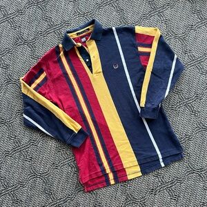 Vintage 90s Tommy Hilfiger Colour Block Striped Rugby Long Sleeve Polo‎ Shirt